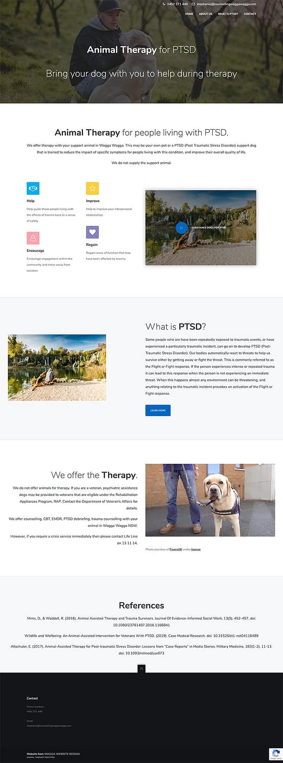 Animal Therapy for PTSD website